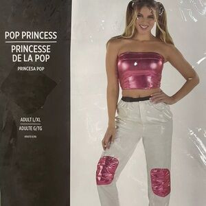 90's Pop Princess De La Pop Adult Costume Kit Size XL Crop Top & Pants W/Belt